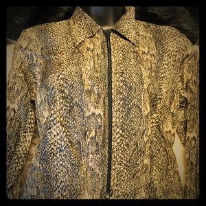 Snake Print ~ Snakeskin ~ Silk Zip LS ~ Sz 6